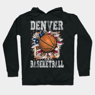 American Flag Personalized Denver Proud Name Basketball Hoodie